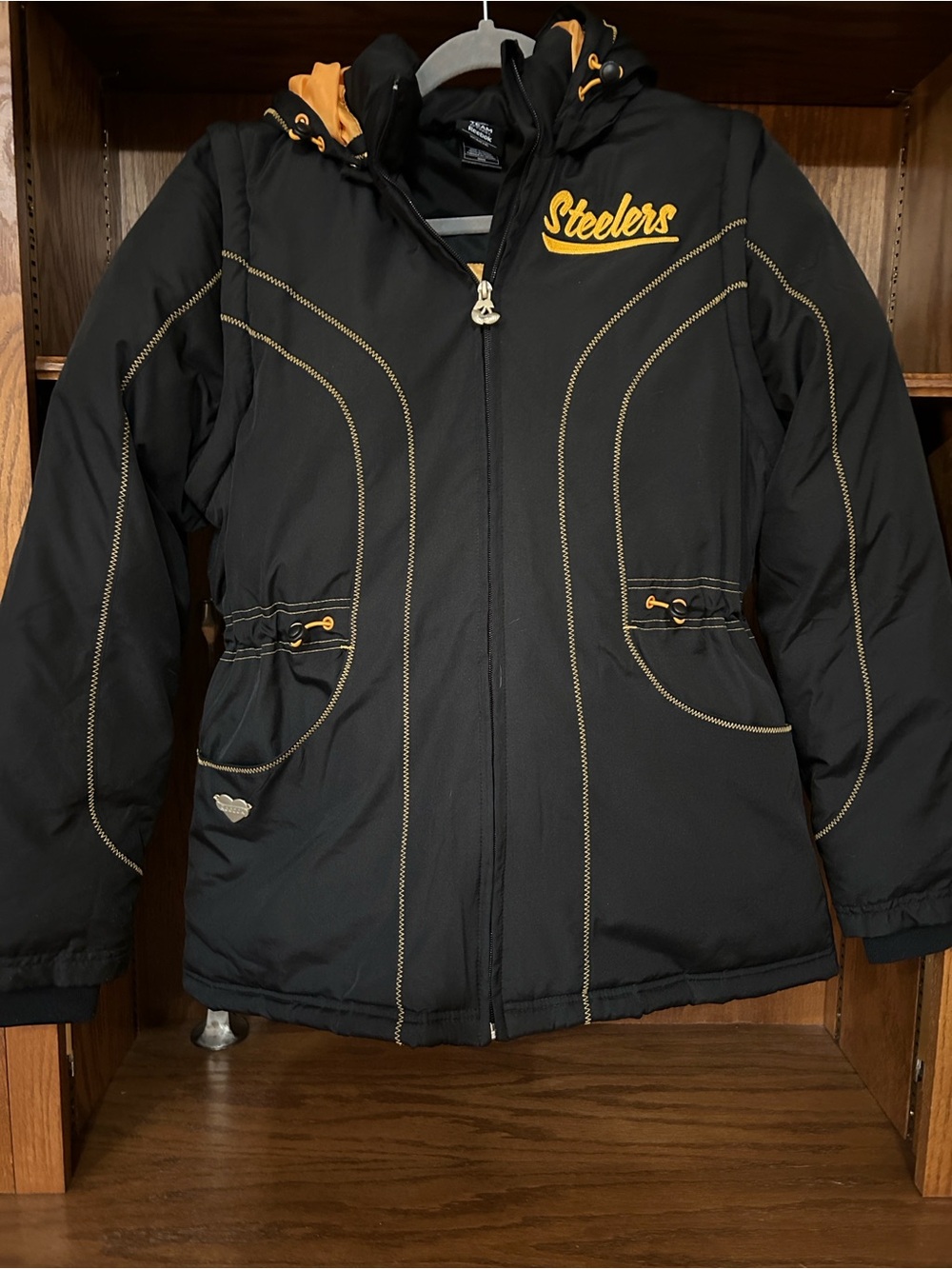 Reebok NFL Steelers Puffer Jacket Convertible to Vest Medium